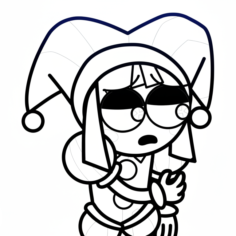 coloriage Pomni update à imprimer kawaii