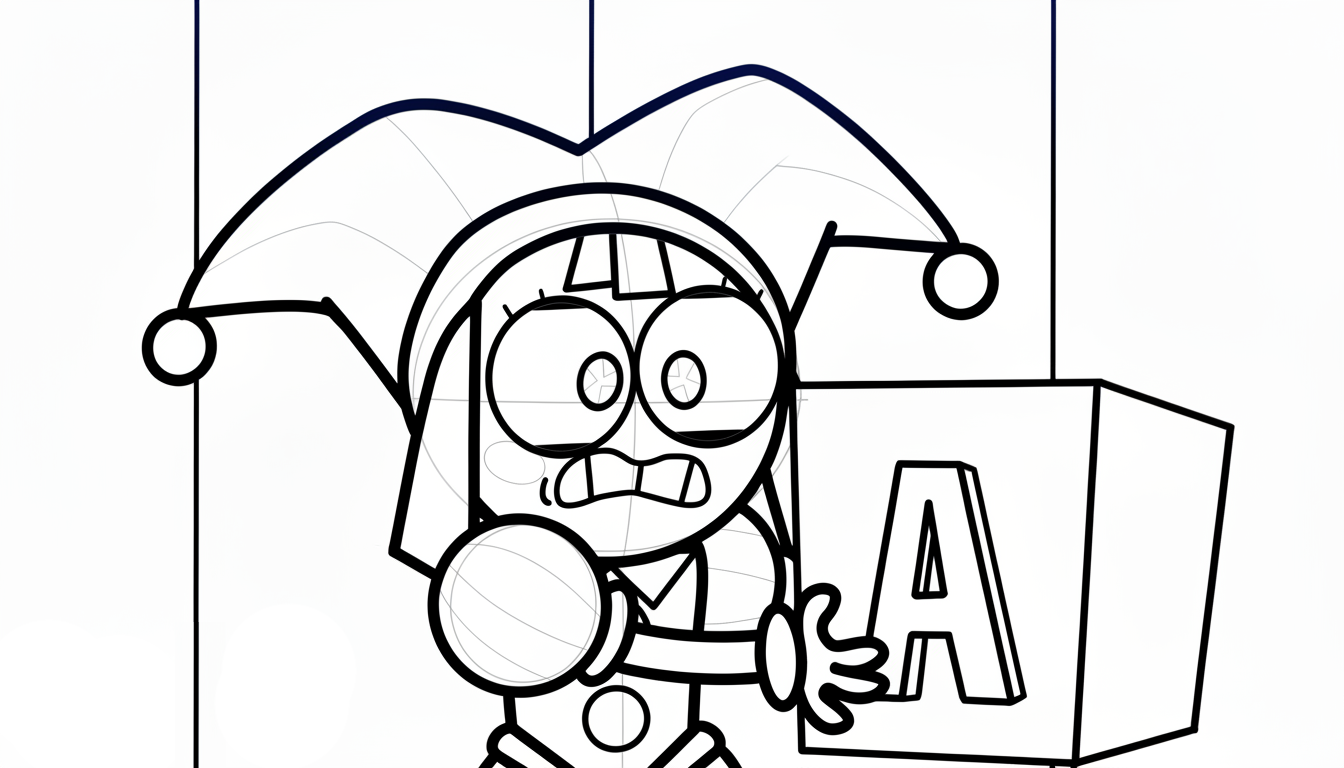 coloriage Pomni update a imprimer pour enfant de 4 ans