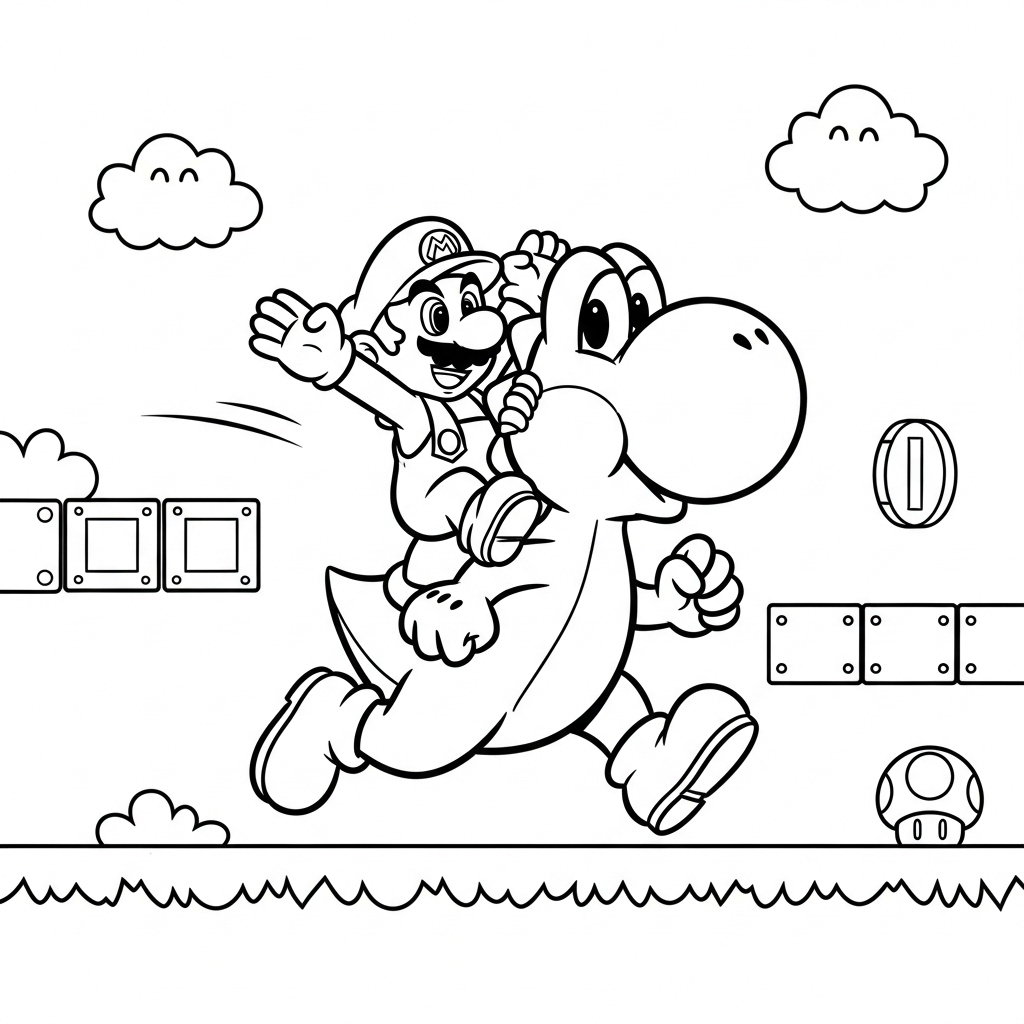 coloriage Yoshi update pour enfant de 6 ans