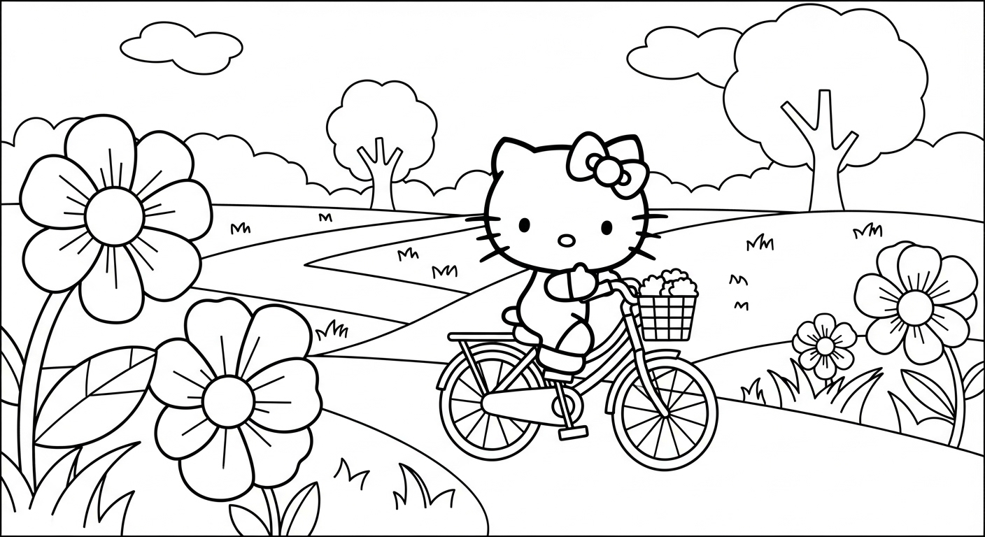 coloriage hello Kitty update à imprimer pour enfant de 7 ans