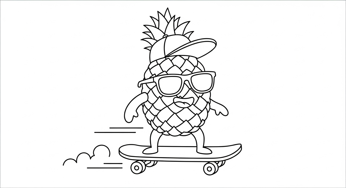 coloriage Ananas à imprimer pour enfant de 4 ans