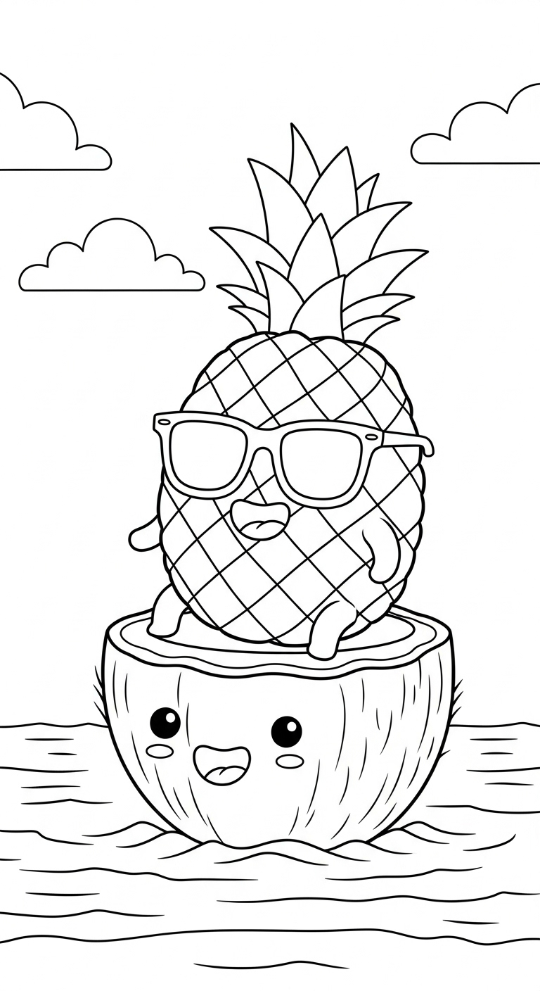 coloriage Ananas pour enfant a imprimer gratuit