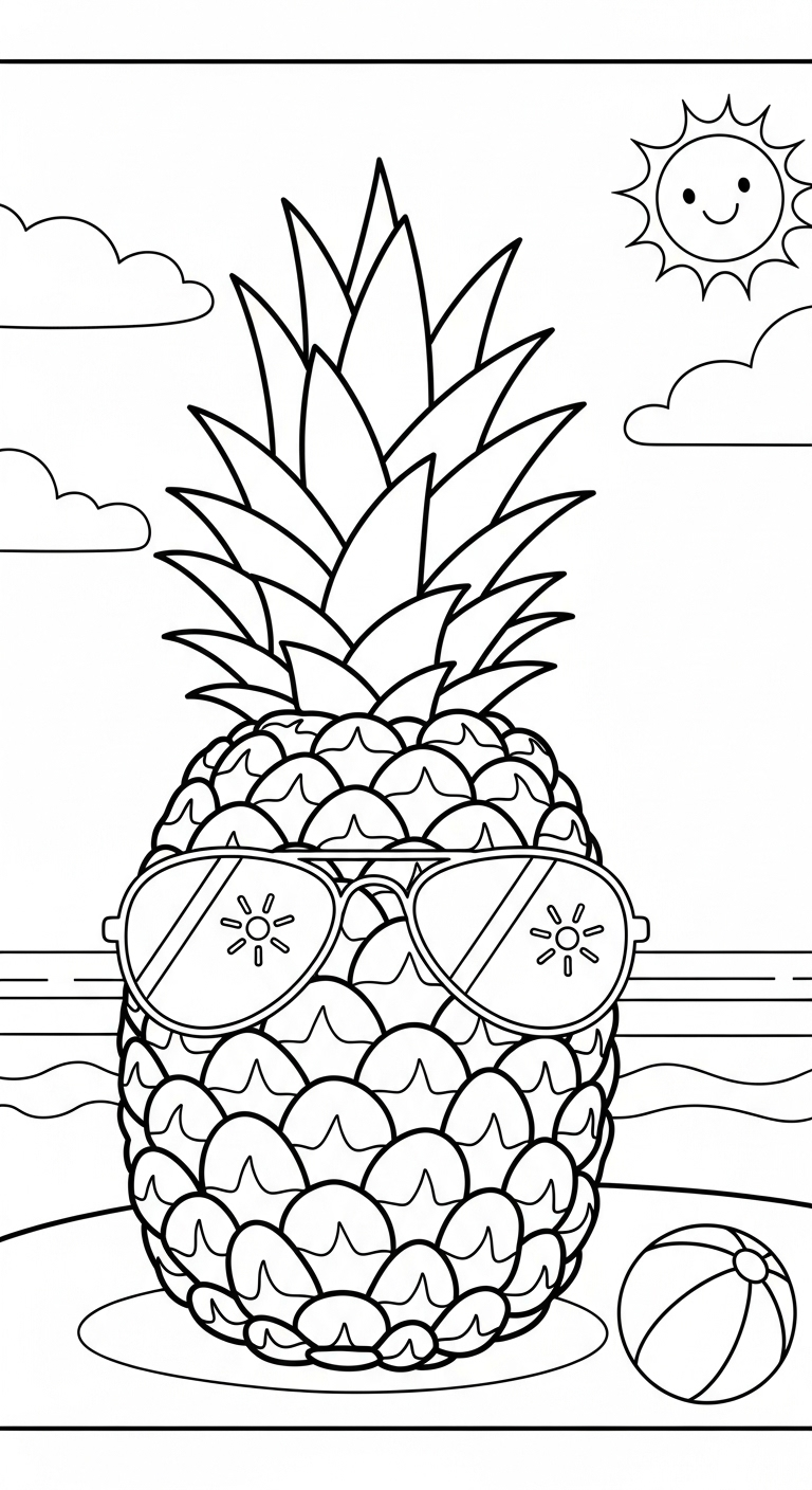 coloriage Ananas à imprimer pour enfant de 3 ans