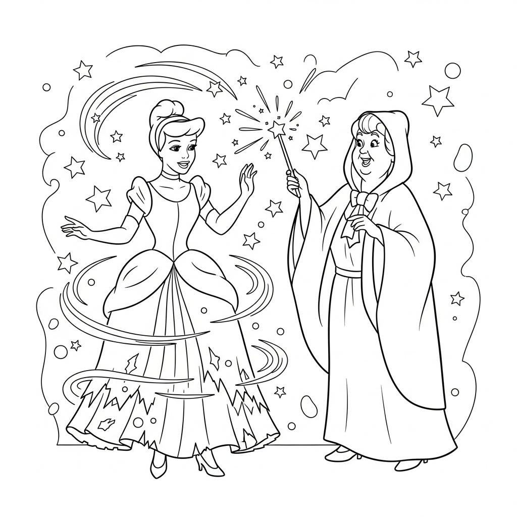 coloriage Cendrillon updated pour enfant de 6 ans