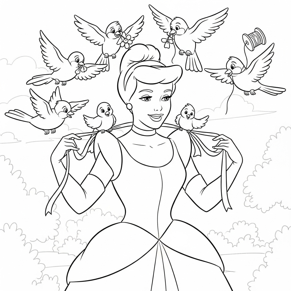 coloriage Cendrillon updated à imprimer pour enfant de 6 ans