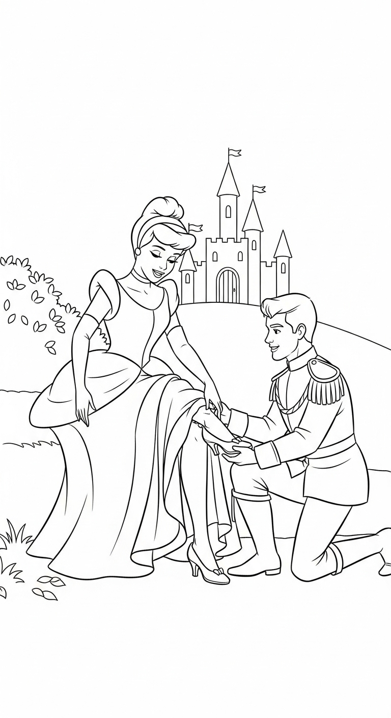 coloriage Cendrillon updated pour enfant de 6 ans