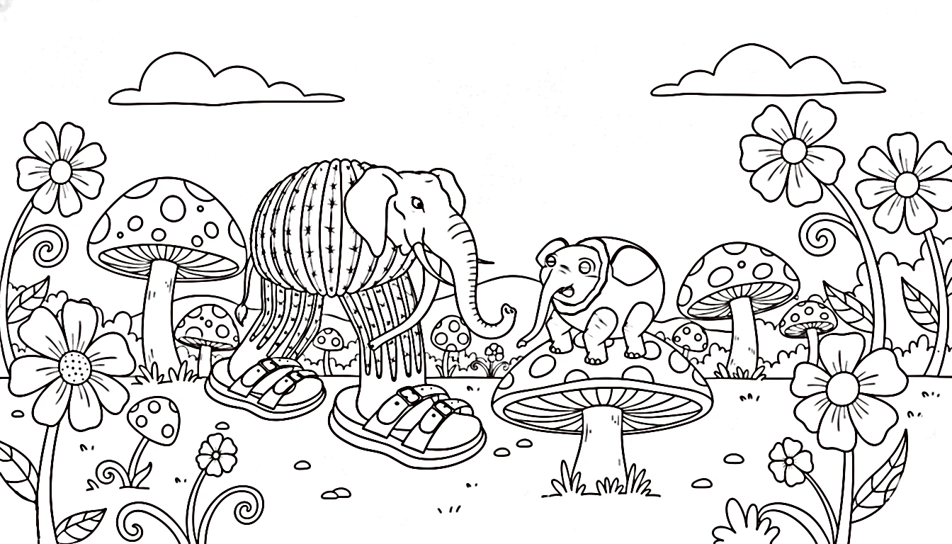 coloriage Cocofanto Elefanto pour enfant a imprimer gratuit