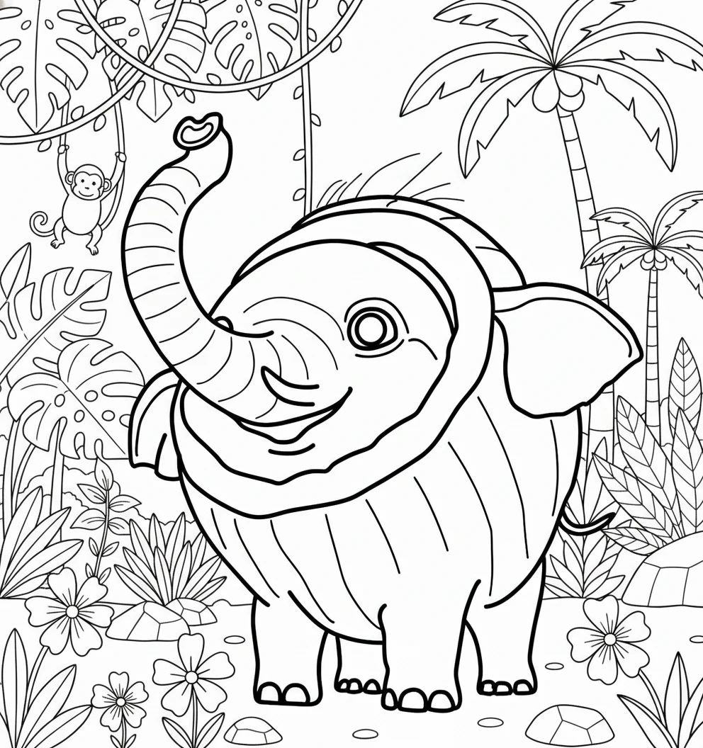 coloriage Cocofanto Elefanto à imprimer a4