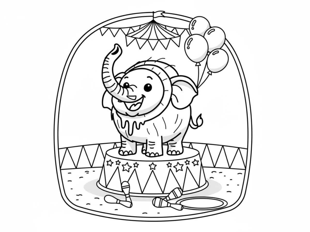 coloriage Cocofanto Elefanto a imprimer pour enfant de 4 ans