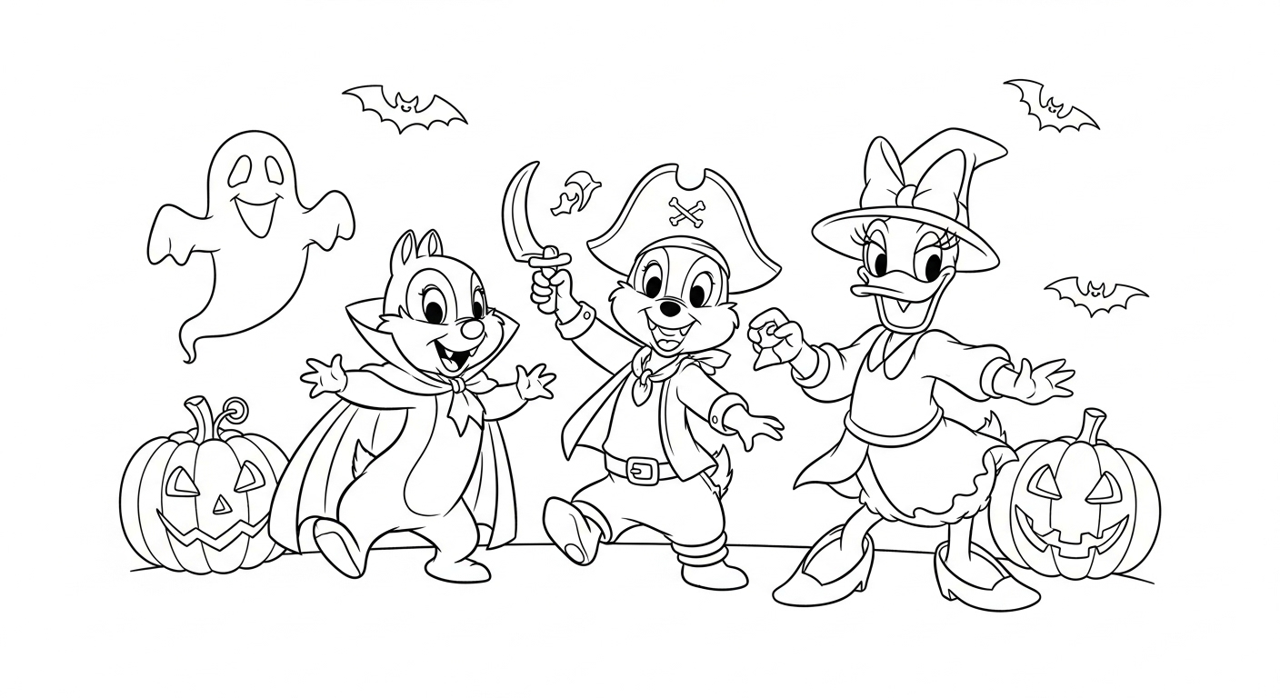 coloriage Disney Halloween updated à imprimer pour enfant de 7 ans