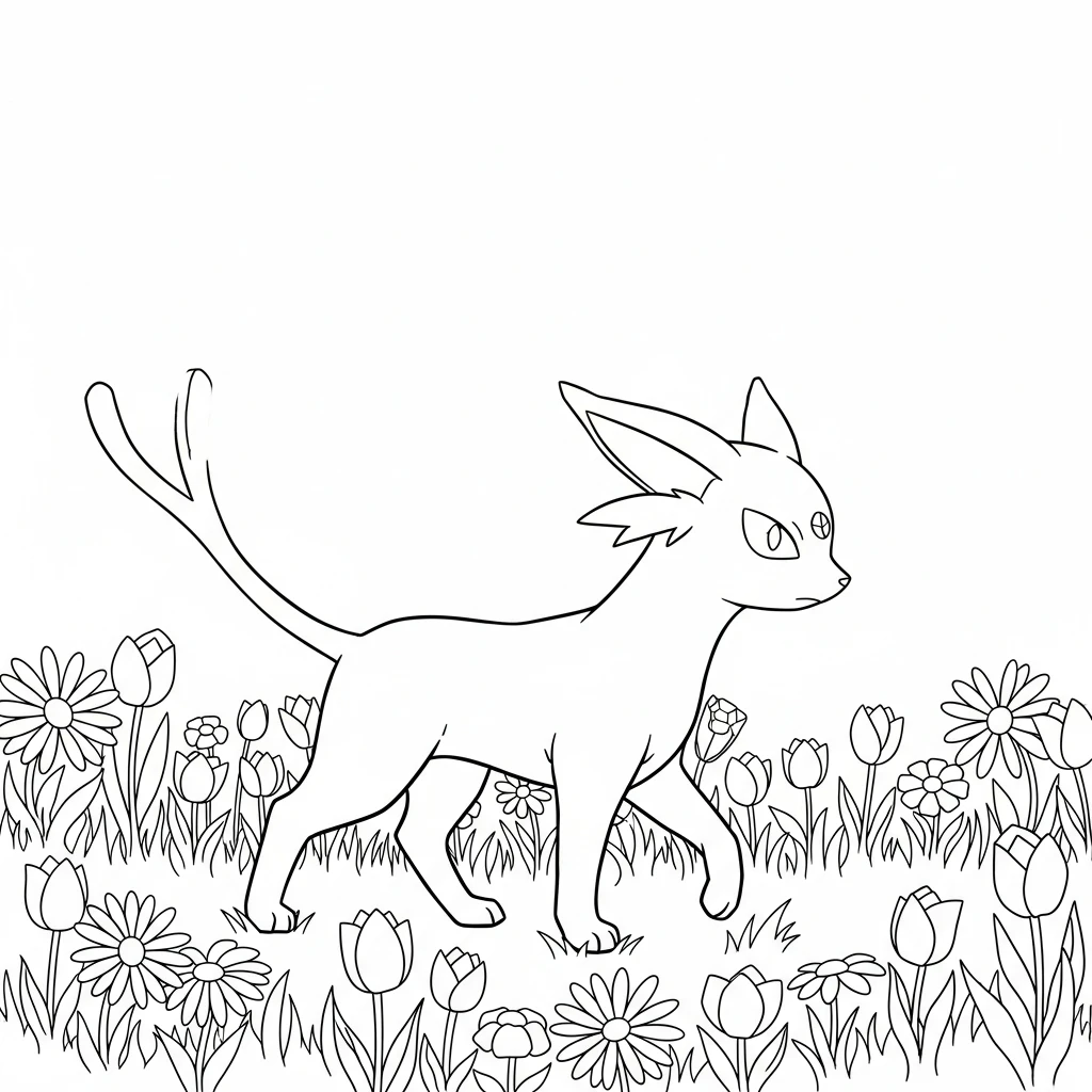 coloriage Espeon pour enfant de 4 ans