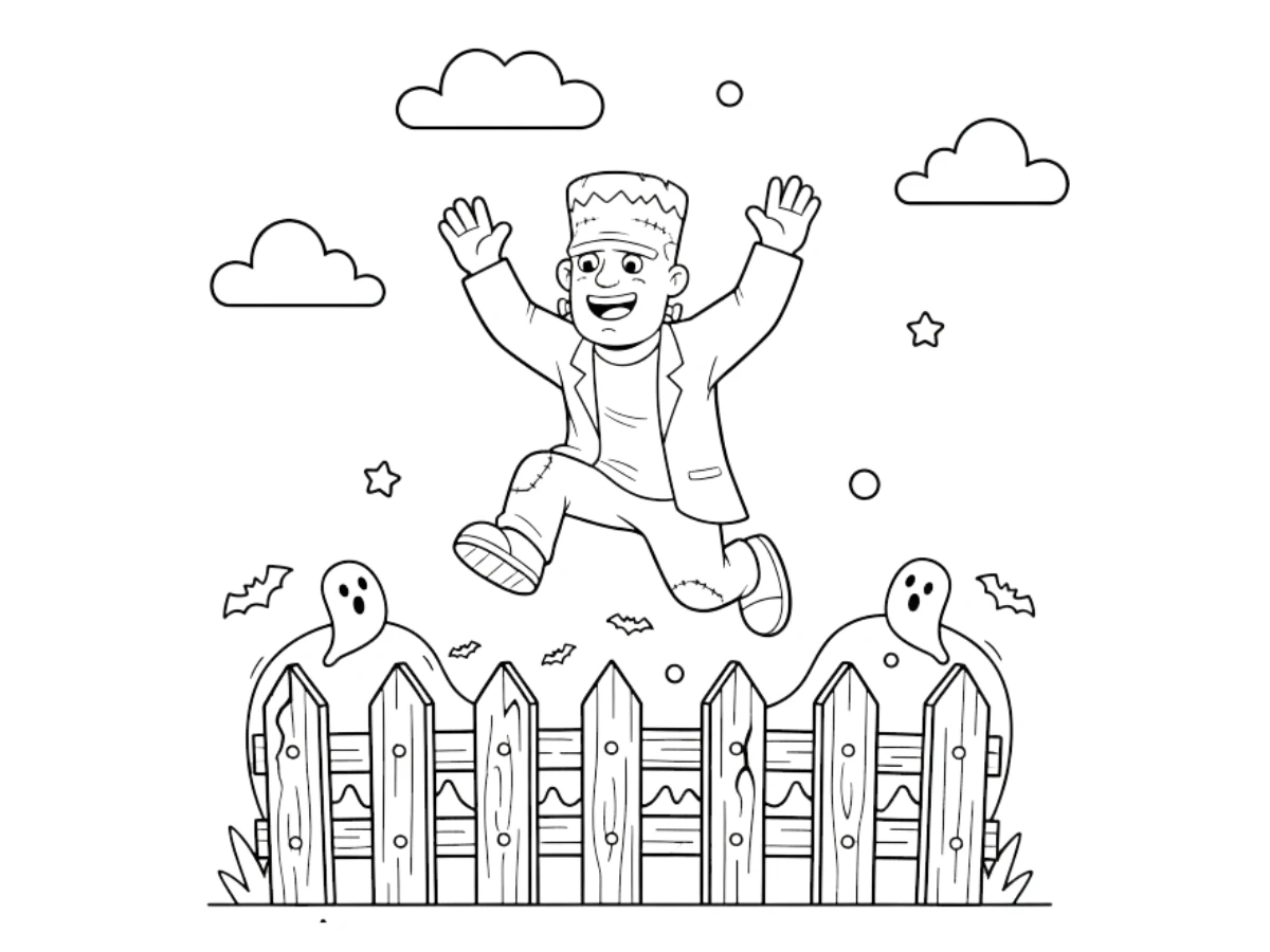 coloriage Frankenstein et découpage à imprimer