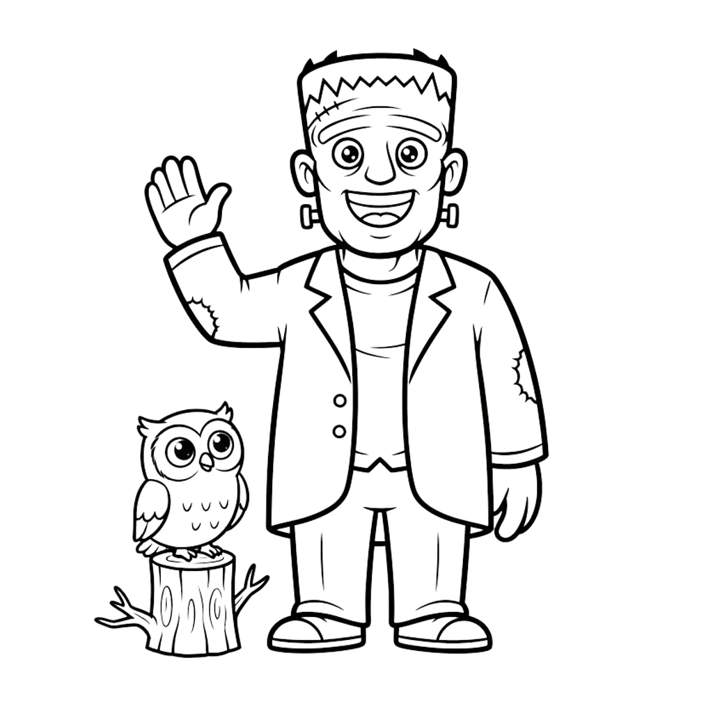 coloriage Frankenstein et decoupage a imprimer gratuit