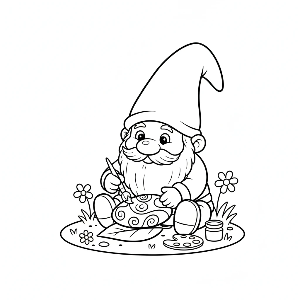 coloriage Gnome et apprentissage 1