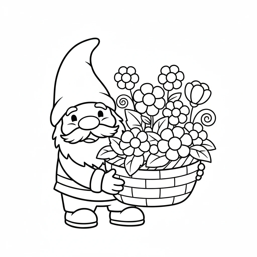 coloriage Gnome a imprimer pour enfant de 4 ans