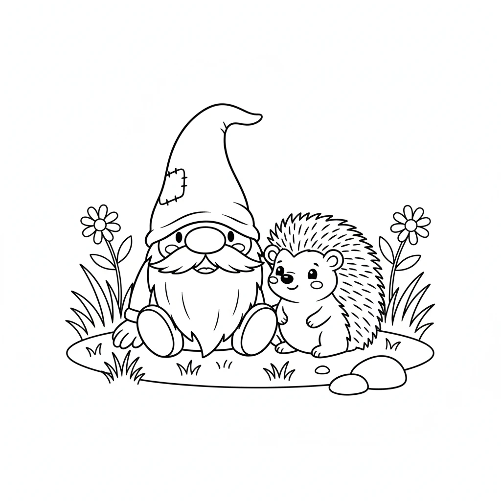 coloriage Gnome et apprentissage