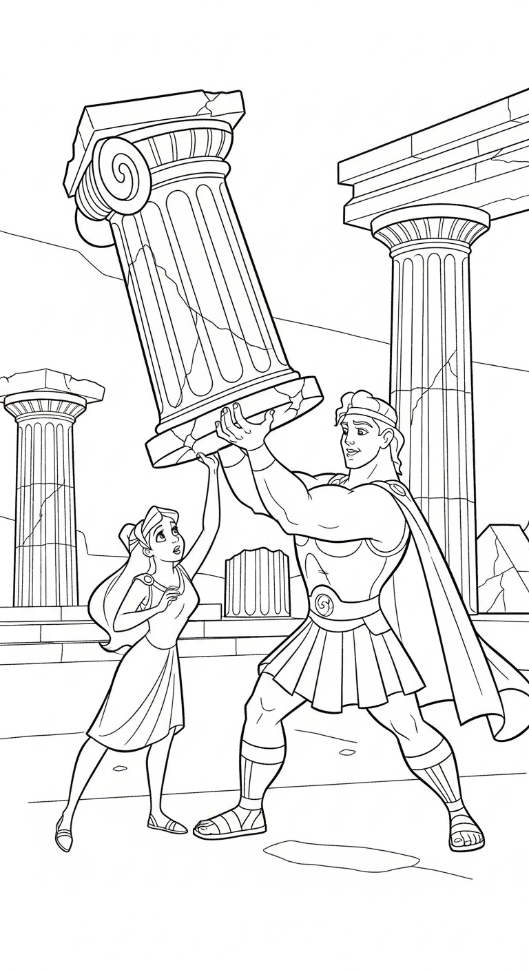coloriage Hercules et découpage à imprimer