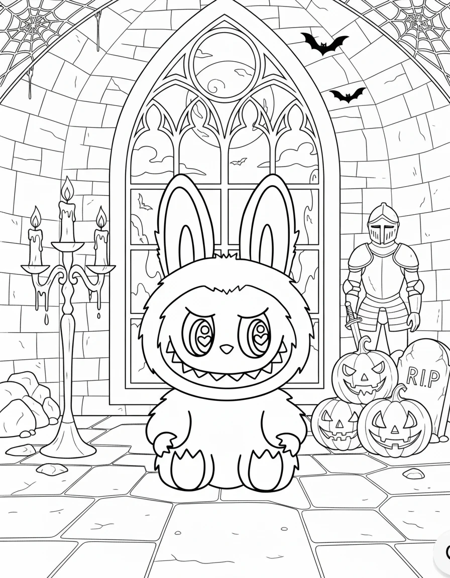 coloriage Labubu Halloween pour enfants à imprimer