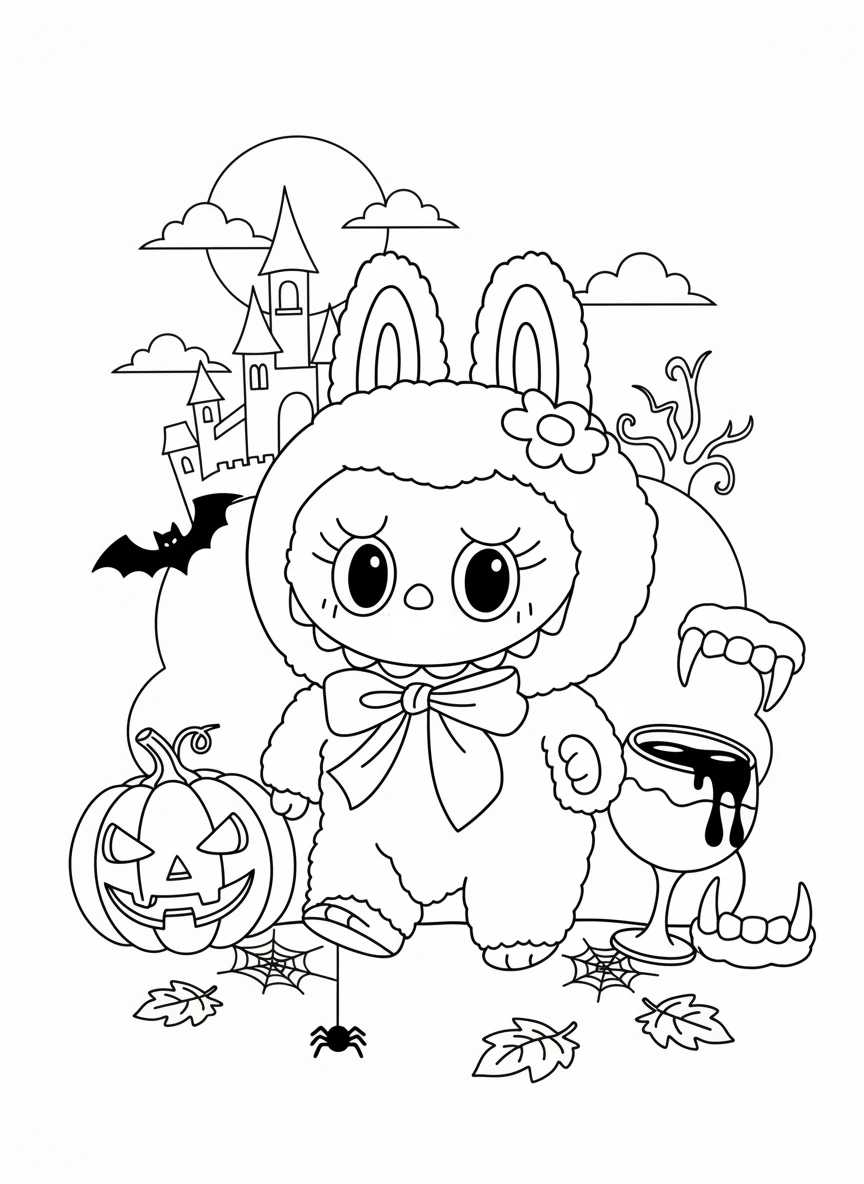 coloriage Labubu Halloween à imprimer pour enfant de 10 ans
