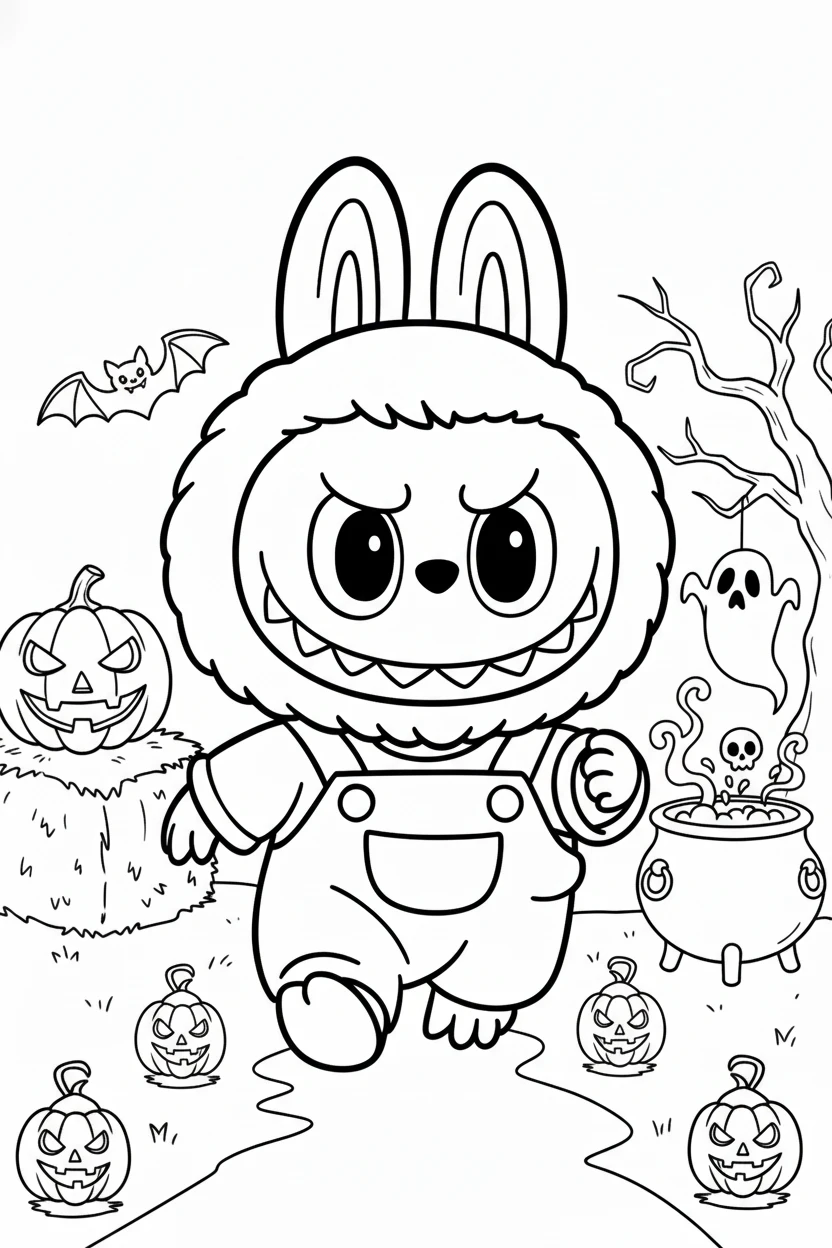 imprimer coloriage Labubu Halloween