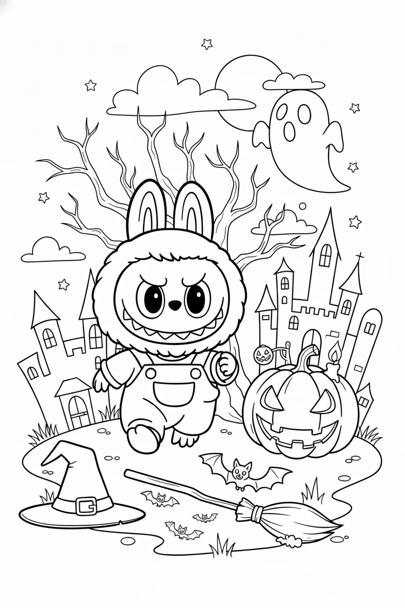 coloriage Labubu Halloween pour enfant de 4 ans 1