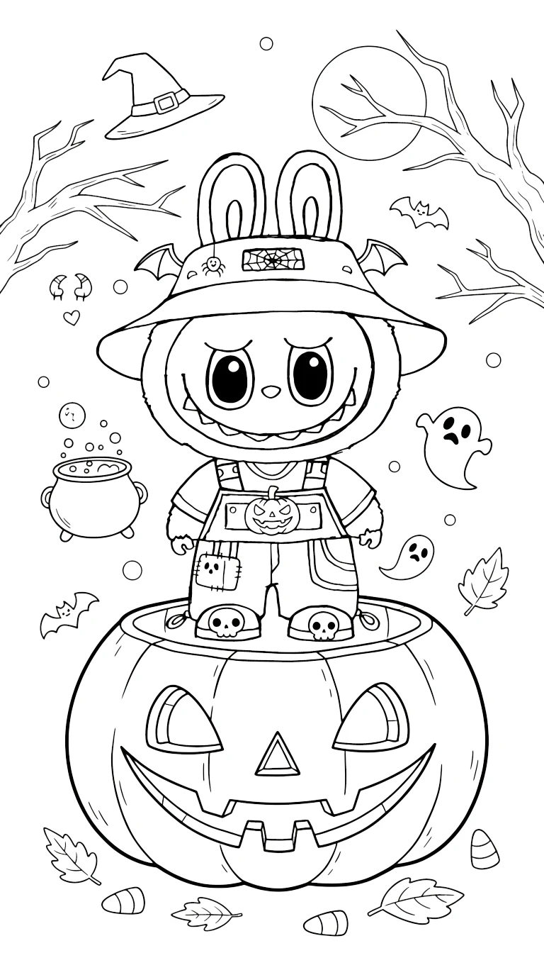 coloriage Labubu Halloween pour enfants à télécharger