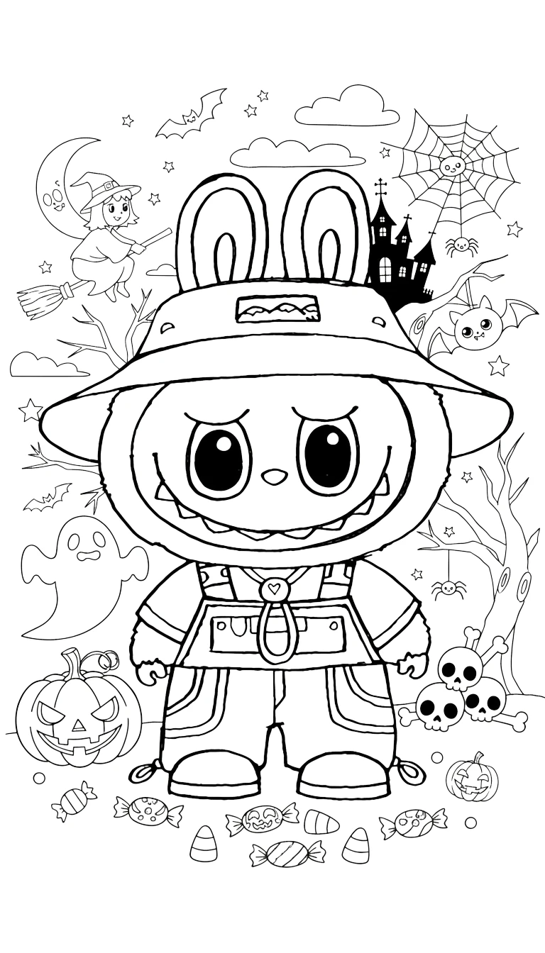 coloriage Labubu Halloween pour enfant de 3 ans