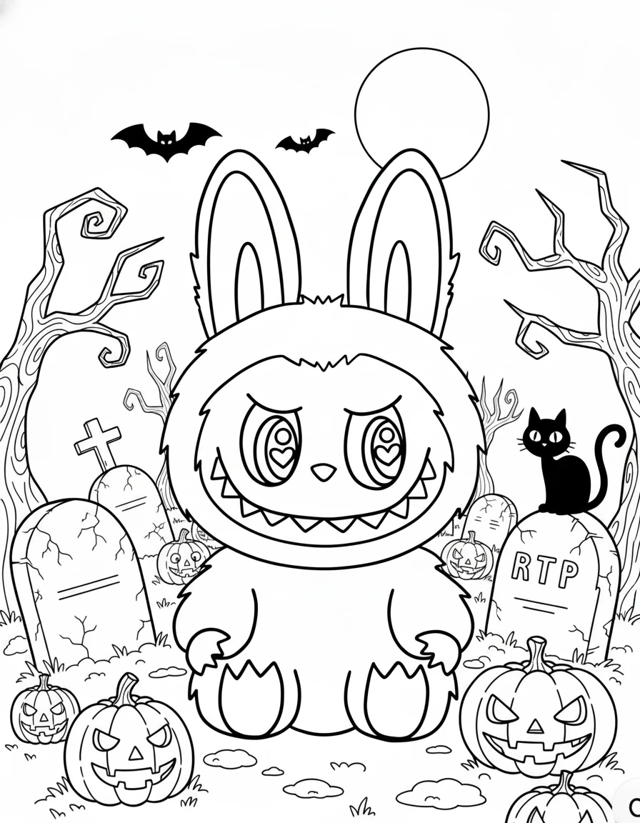 coloriage Labubu Halloween à imprimer gratuit