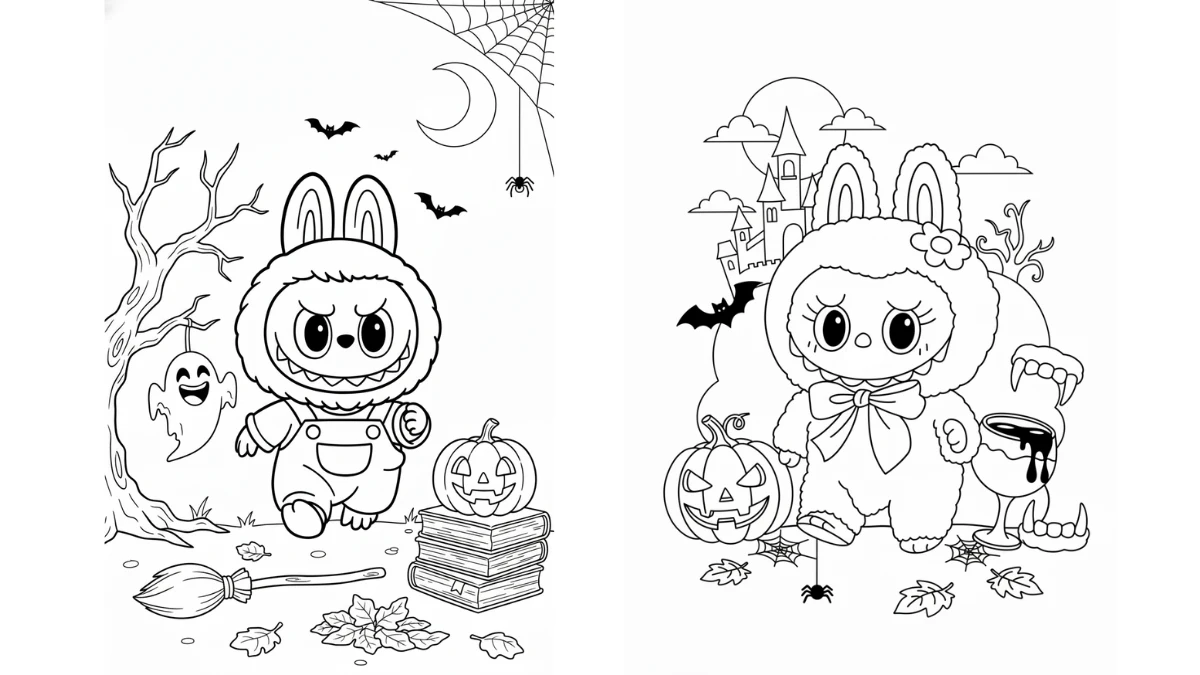 a imprimer coloriage Labubu Halloween gratuit