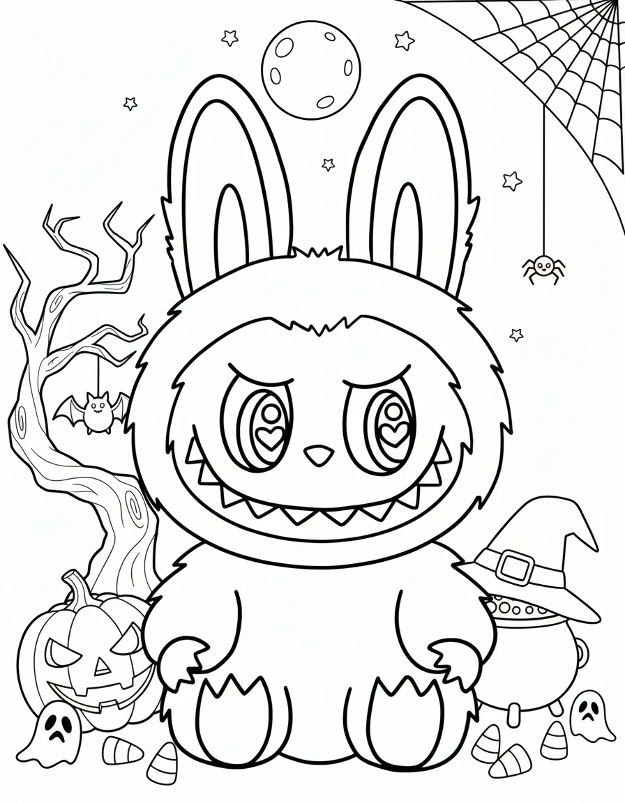 coloriage Labubu Halloween pour enfants a imprimer gratuit