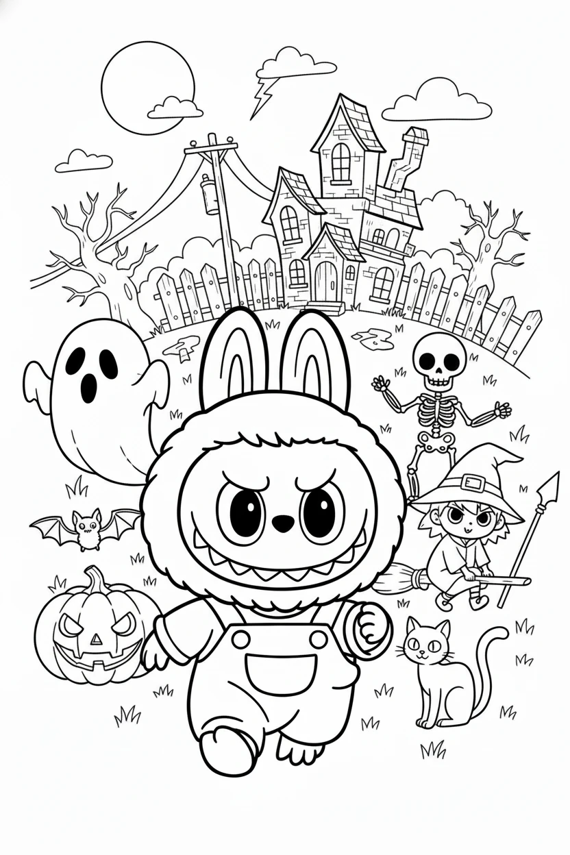 coloriage Labubu Halloween a imprimer