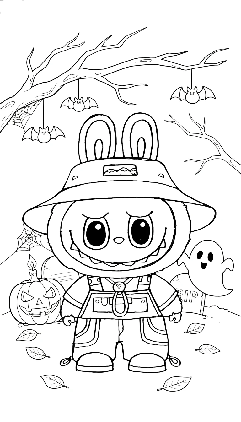 coloriage Labubu Halloween à imprimer pour enfants