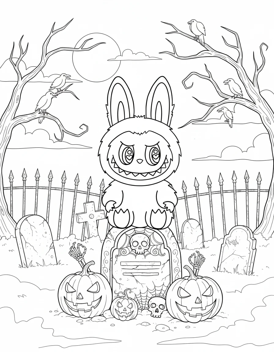 coloriage Labubu Halloween pour enfant a imprimer gratuit