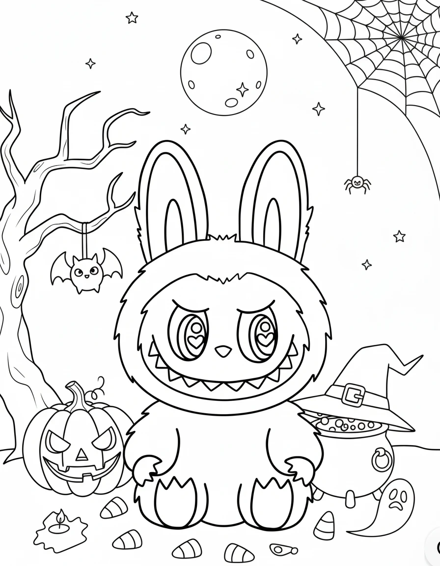 coloriage Labubu Halloween à imprimer pdf gratuit