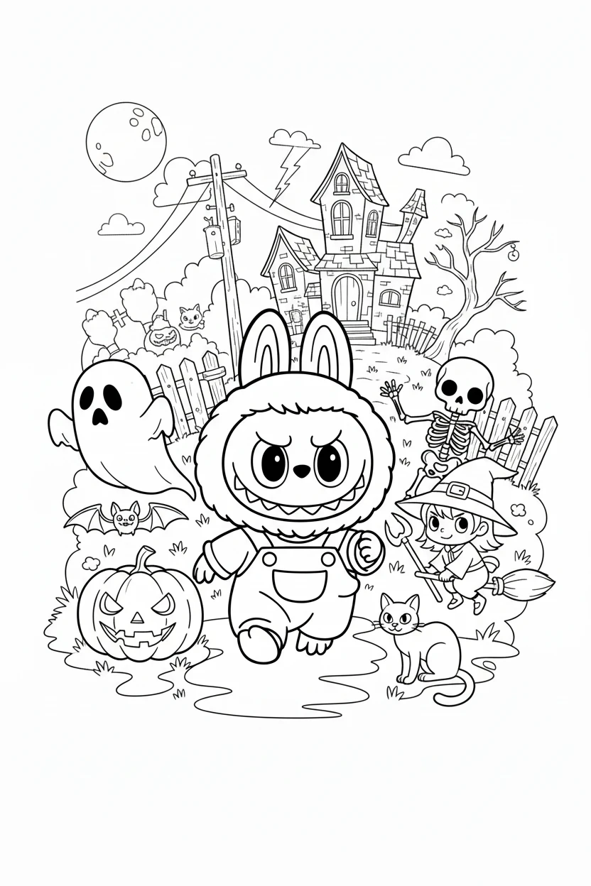 coloriage Labubu Halloween a dessiner et imprimer
