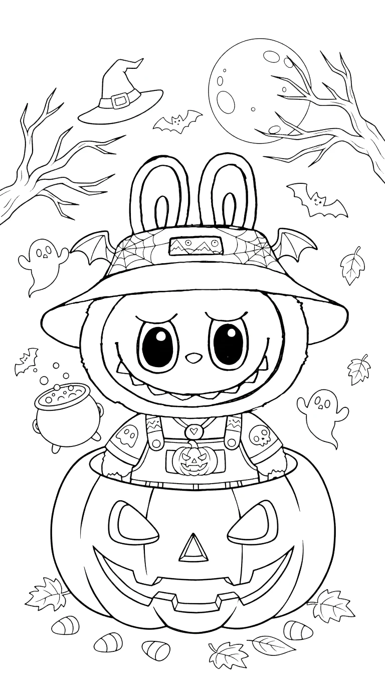 coloriage Labubu Halloween pour enfant de 8 ans