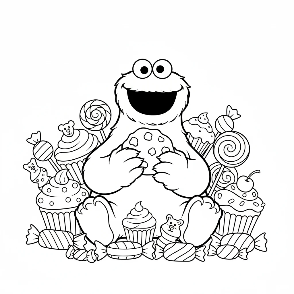 coloriage Macaron le Glouton pour enfant de 5 ans