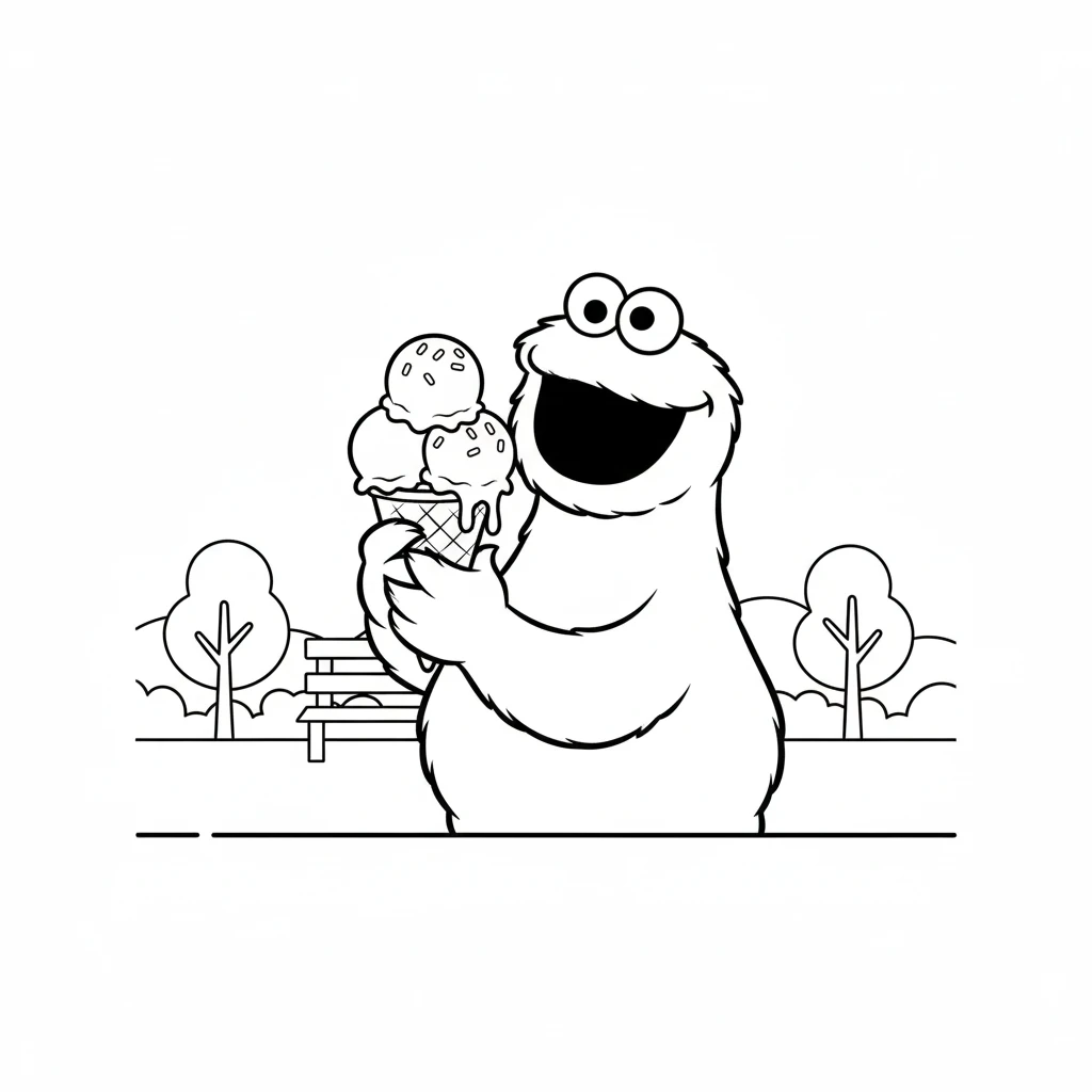 coloriage Macaron le Glouton pour enfant de 4 ans