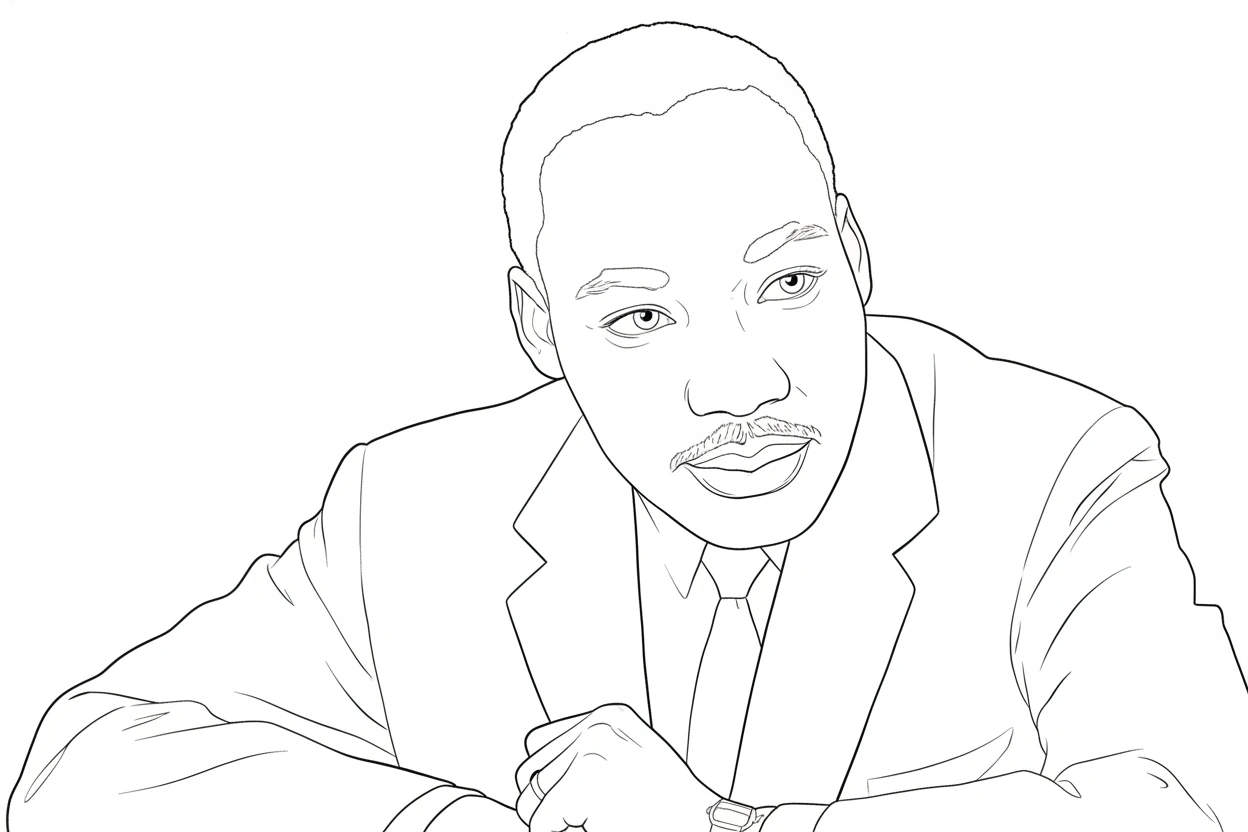 coloriage Martin Luther King à imprimer pour enfant de 9 ans