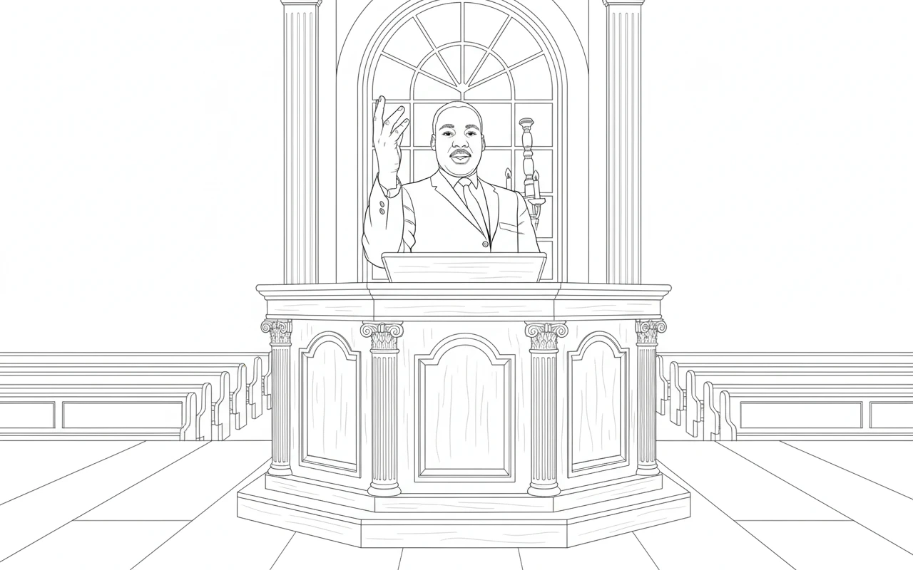 image de coloriage Martin Luther King pour enfant