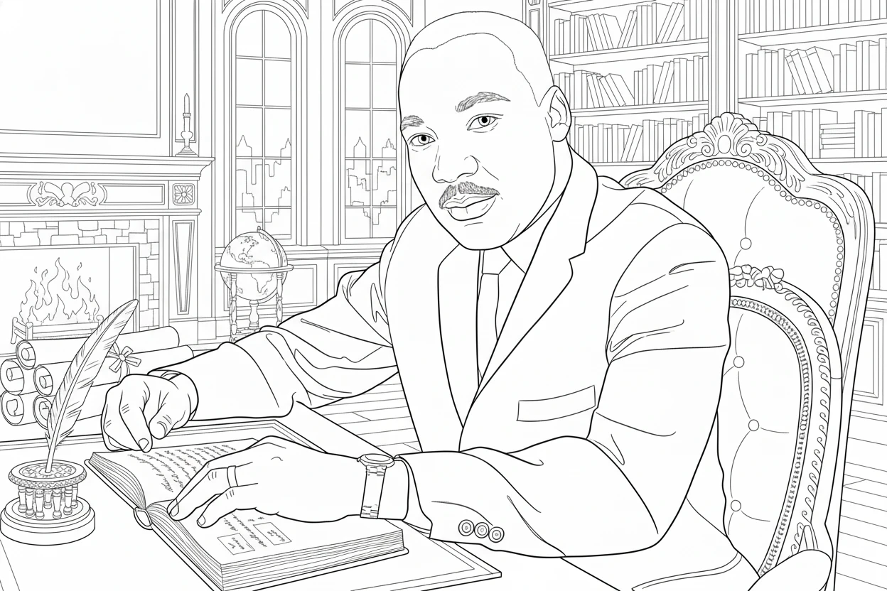 coloriage Martin Luther King pour enfant de 8 ans 1