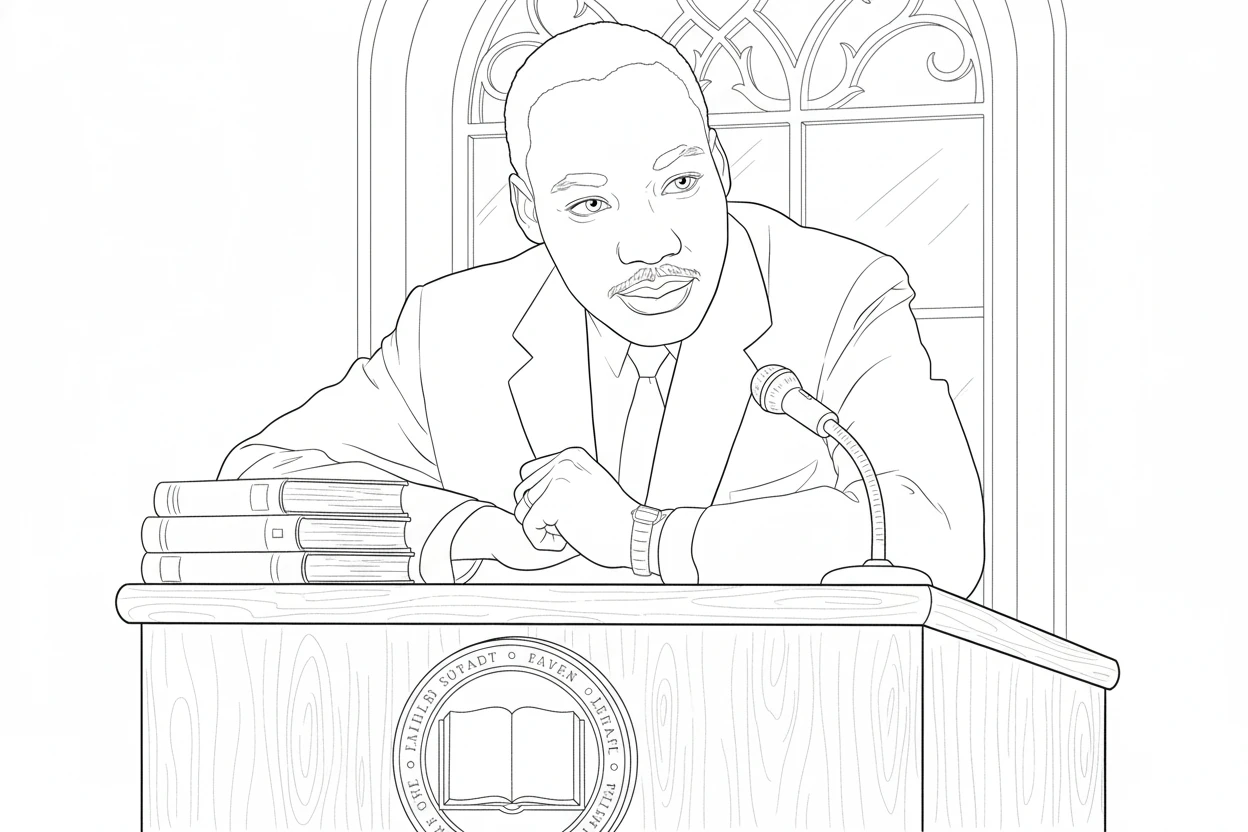 coloriage Martin Luther King à imprimer pour enfant de 8 ans