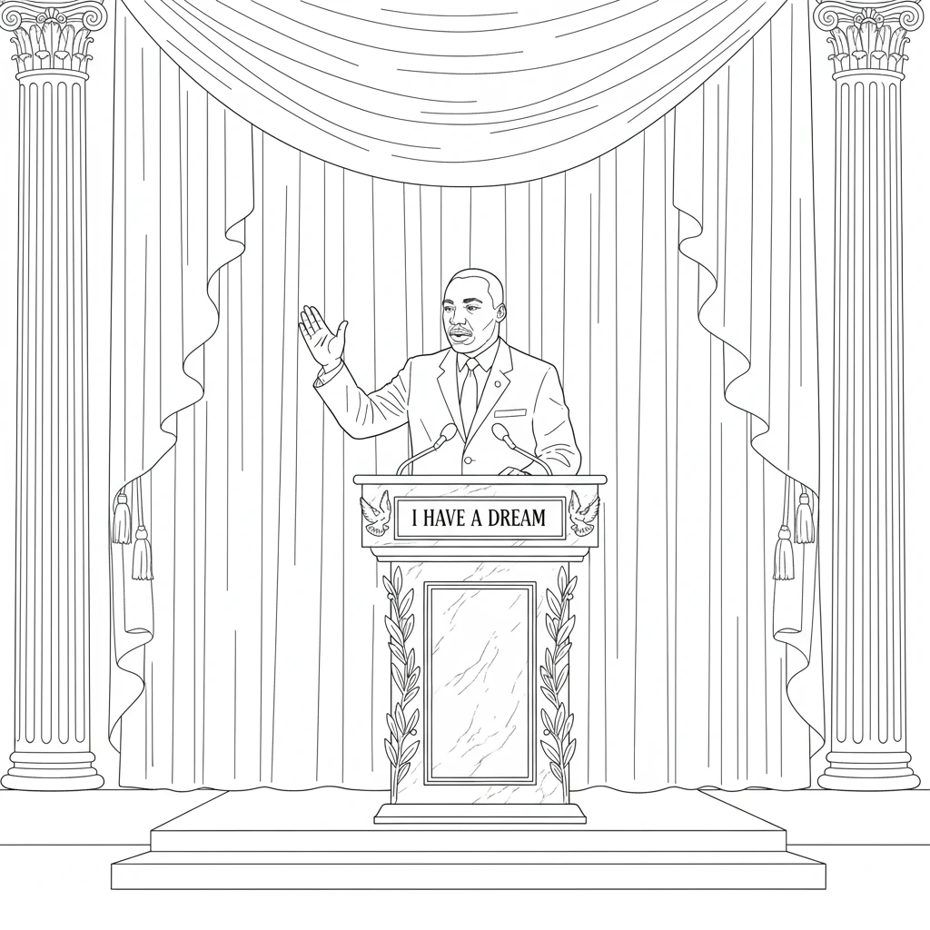 coloriage Martin Luther King à imprimer pour enfant de 7 ans
