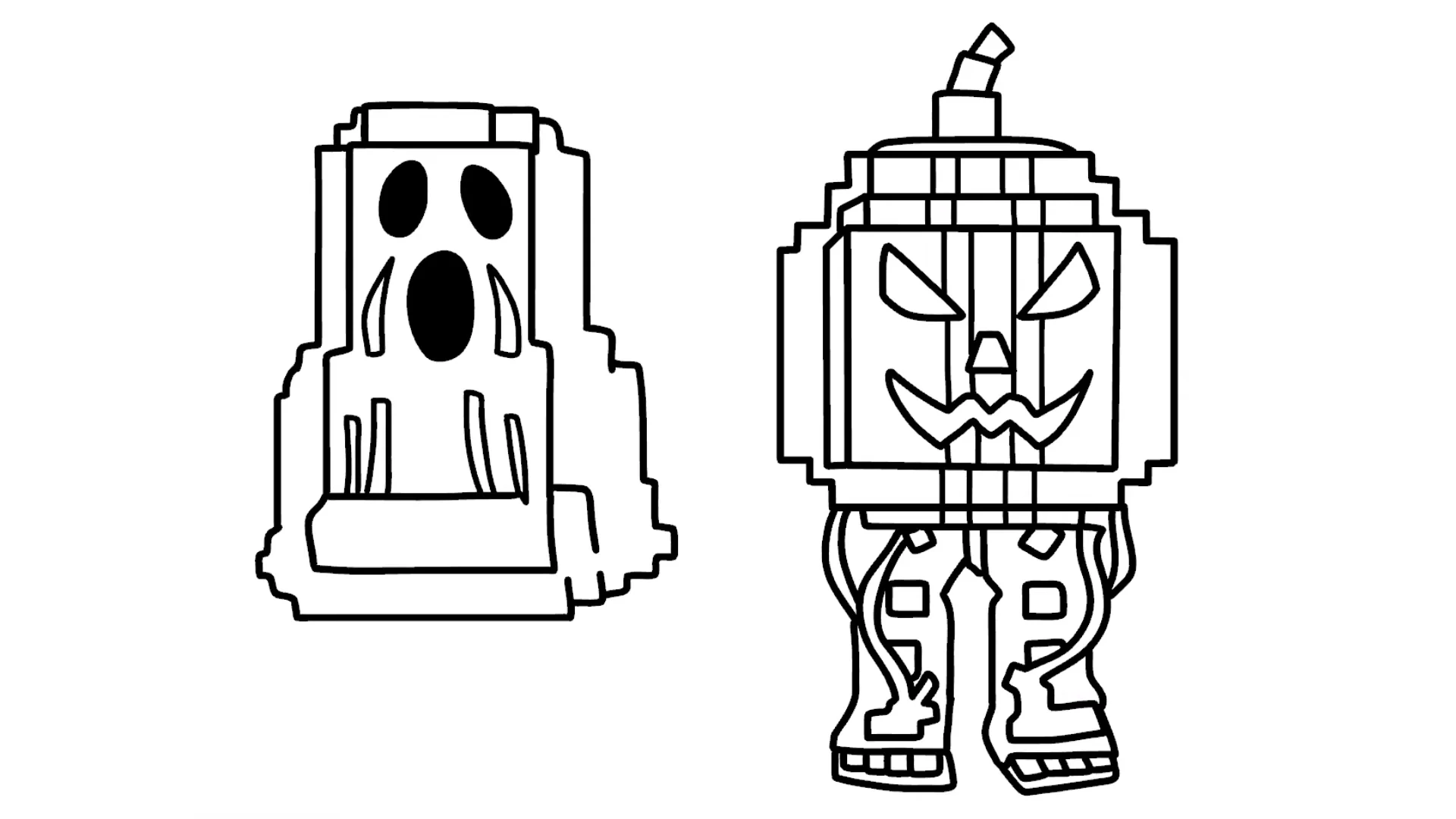 coloriage Spooky et Pumpky pour enfants a imprimer gratuit