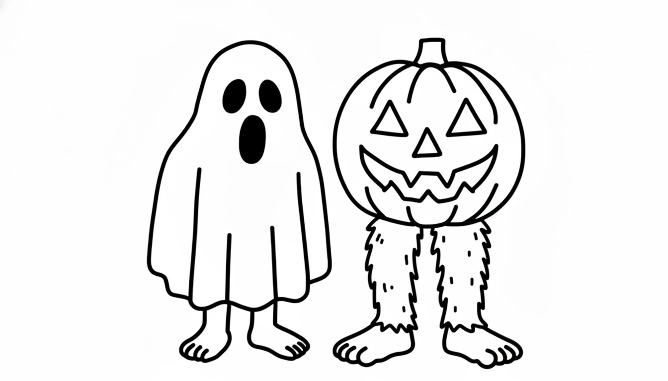 coloriage Spooky et Pumpky a imprimer gratuitement