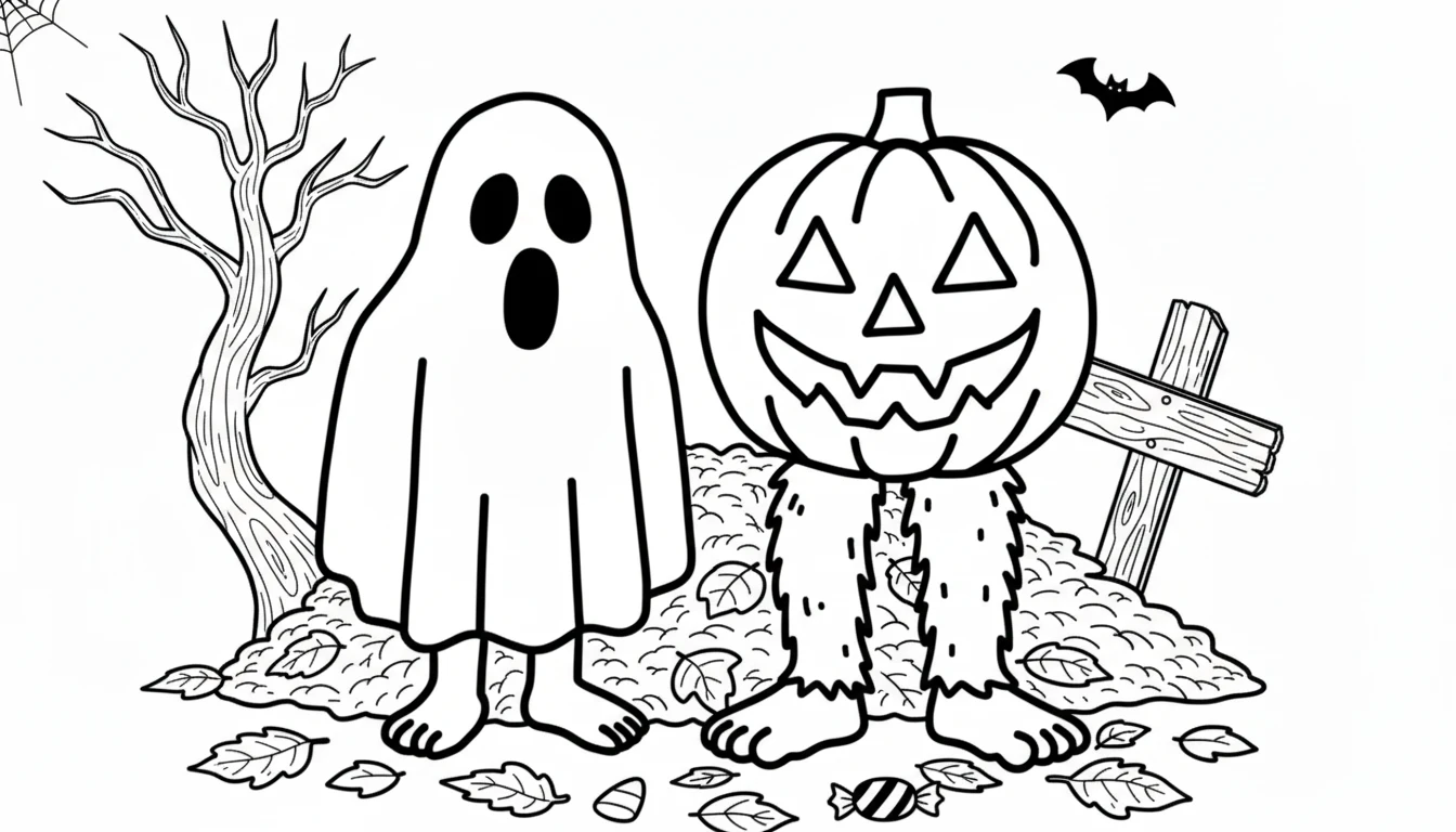 image pour coloriage Spooky et Pumpky enfant