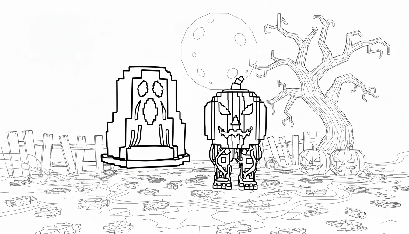 imprimer coloriage Spooky et Pumpky pour enfant