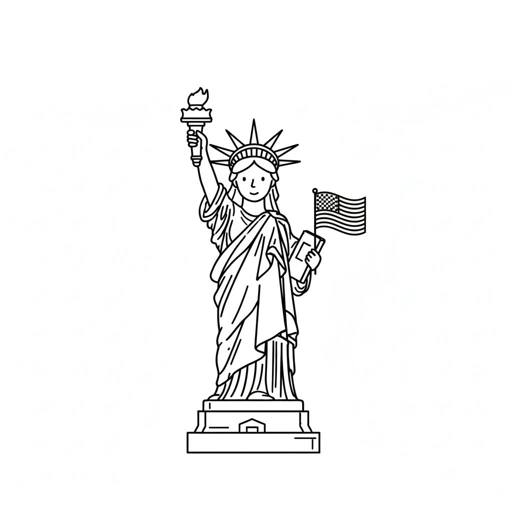 coloriage Statue de la Liberté pour enfant à imprimer