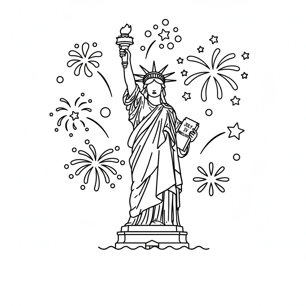 coloriage Statue de la Liberté a imprimer pour enfant de 4 ans 1
