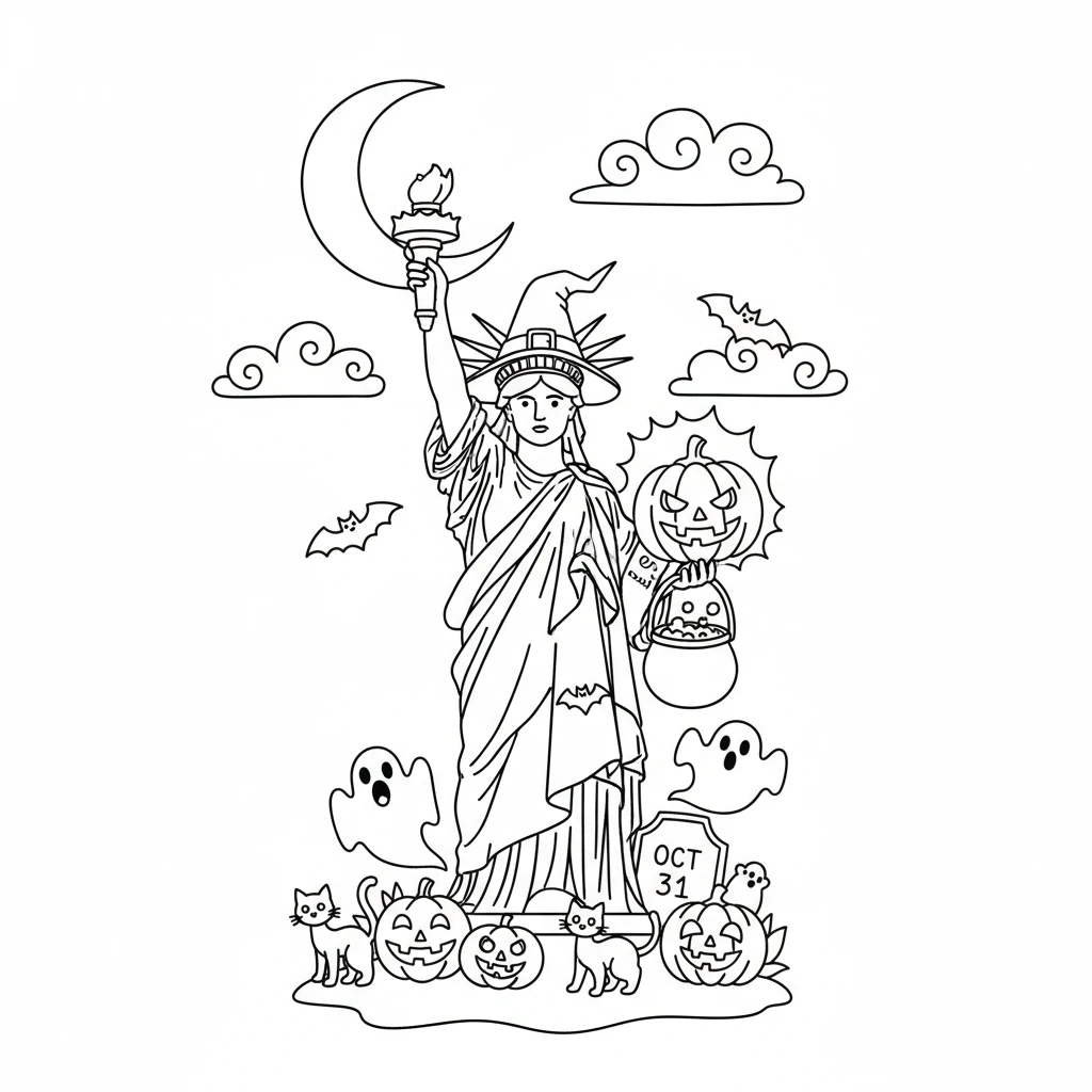 coloriage Statue de la Liberté pour bebe a imprimer